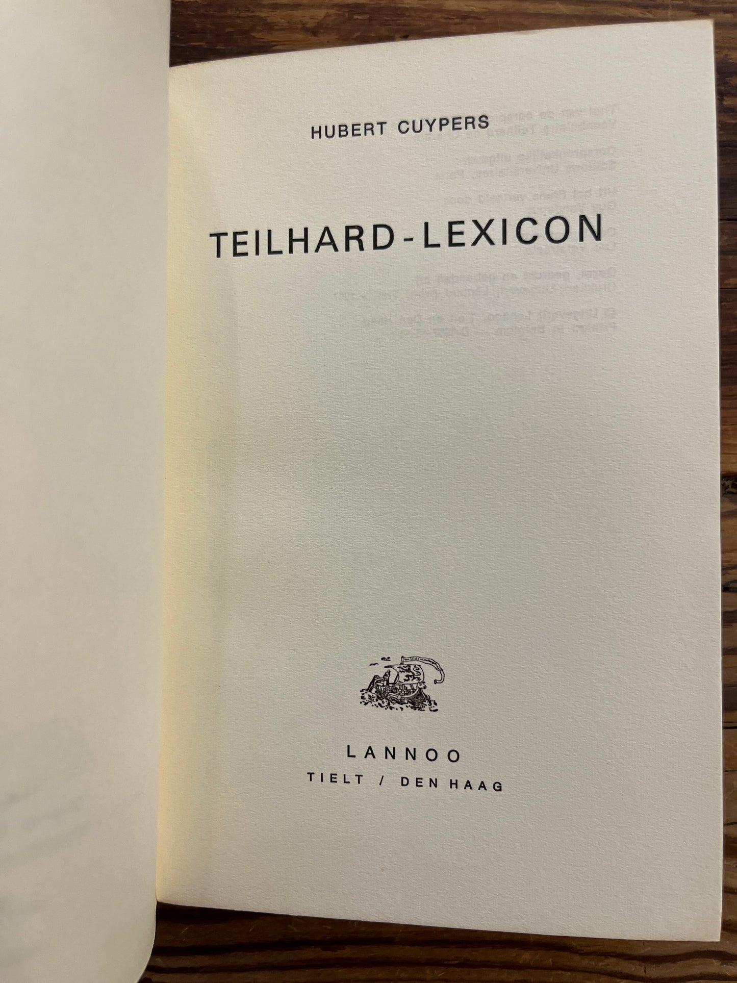 Teilhard Lexicon, Hubert Cuypers