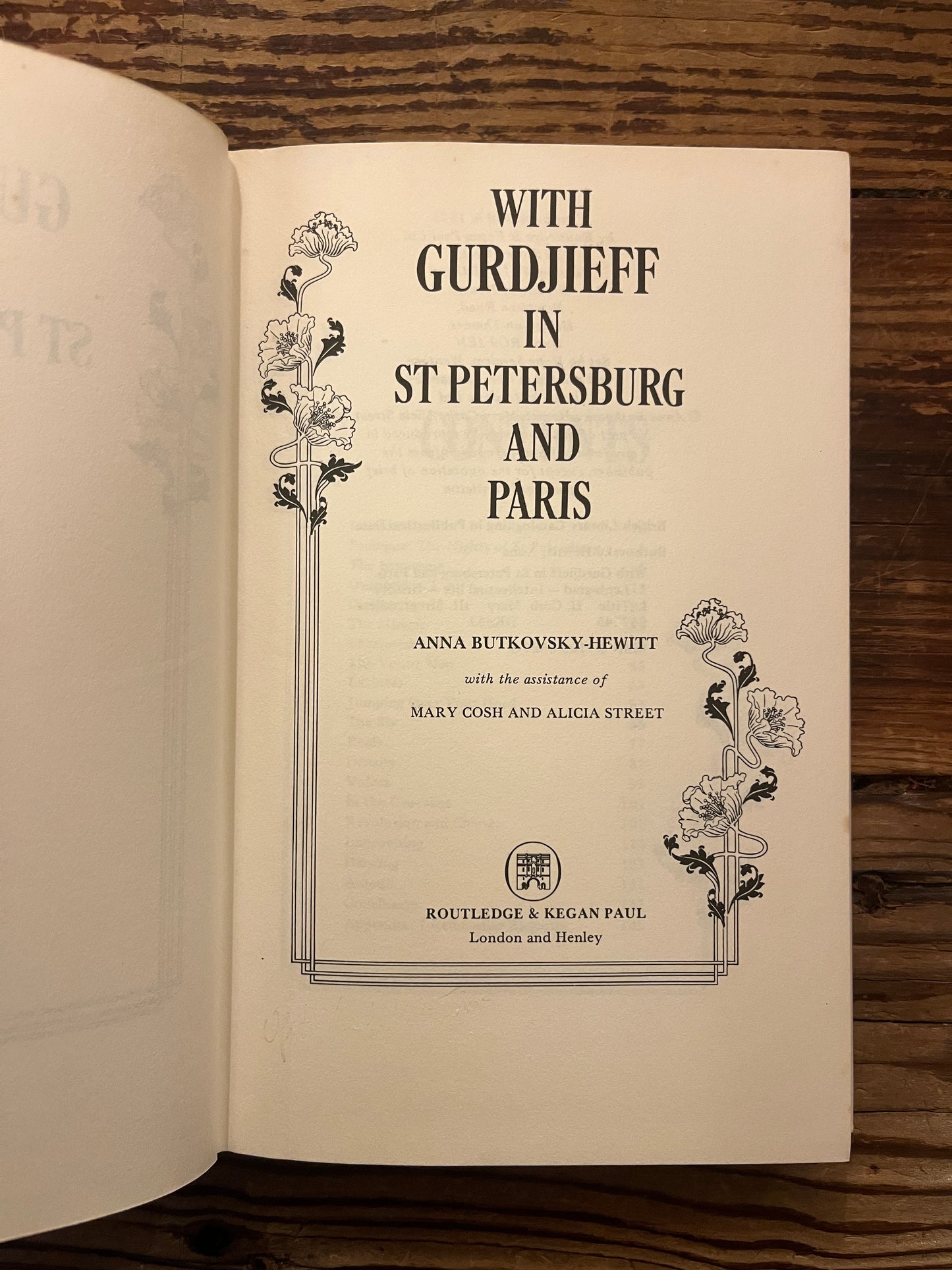 Open book 'With Gurdjieff in St Peterburg and Paris' by Anna Butkovsky-Hewitt 