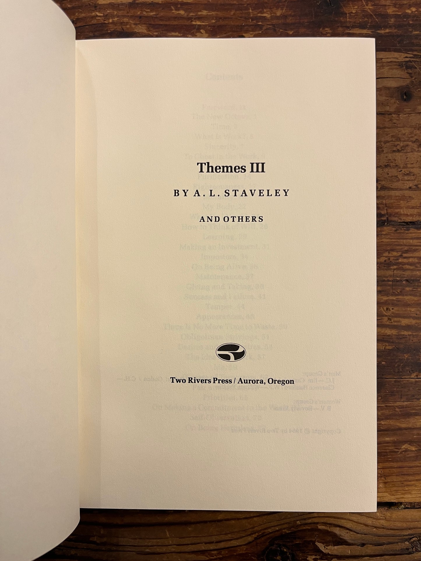 Themes III, A.L. Staveley and others