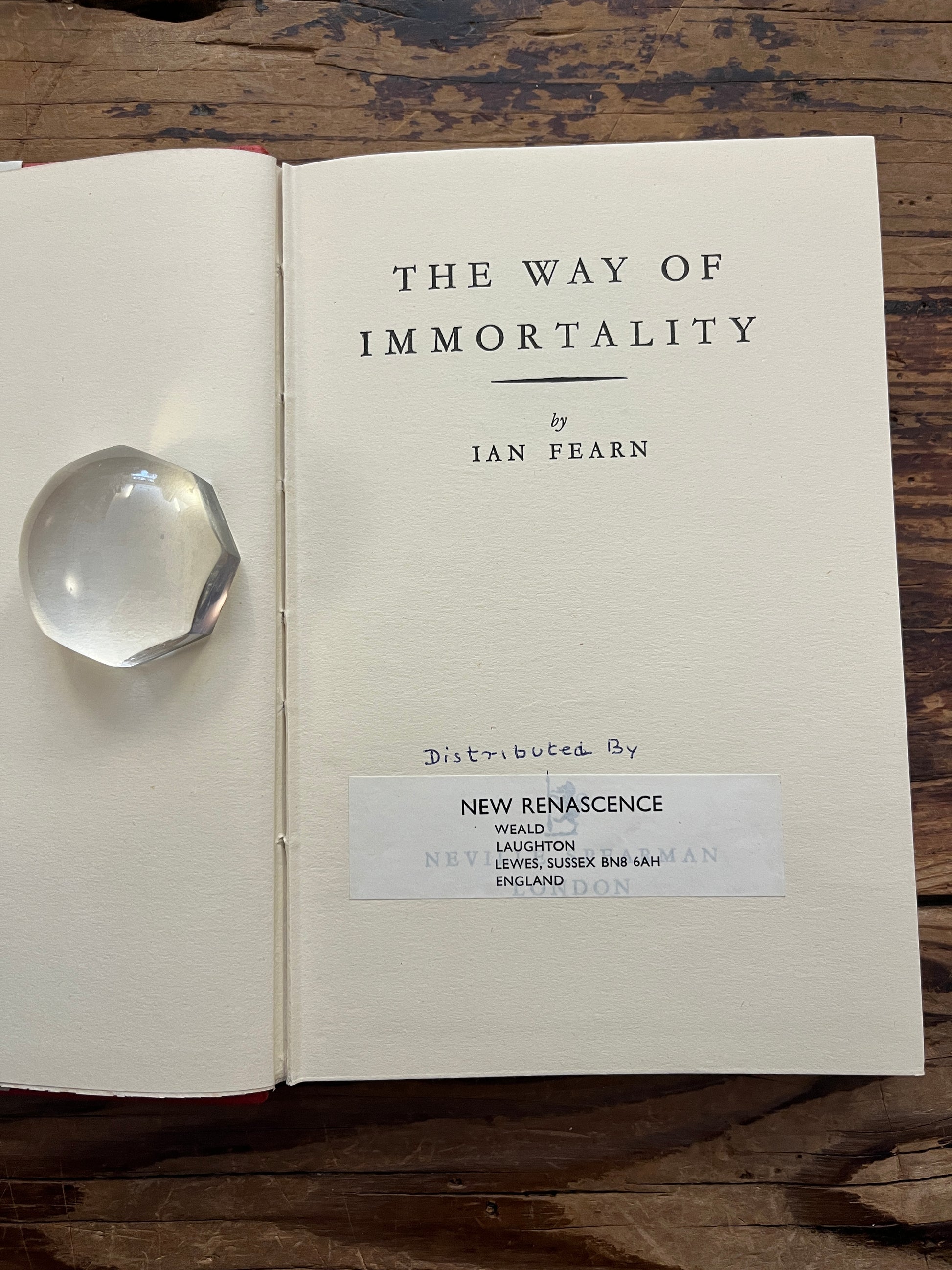 Book titled 'The Way of Immortality' by Ian Fearn on a wooden surface