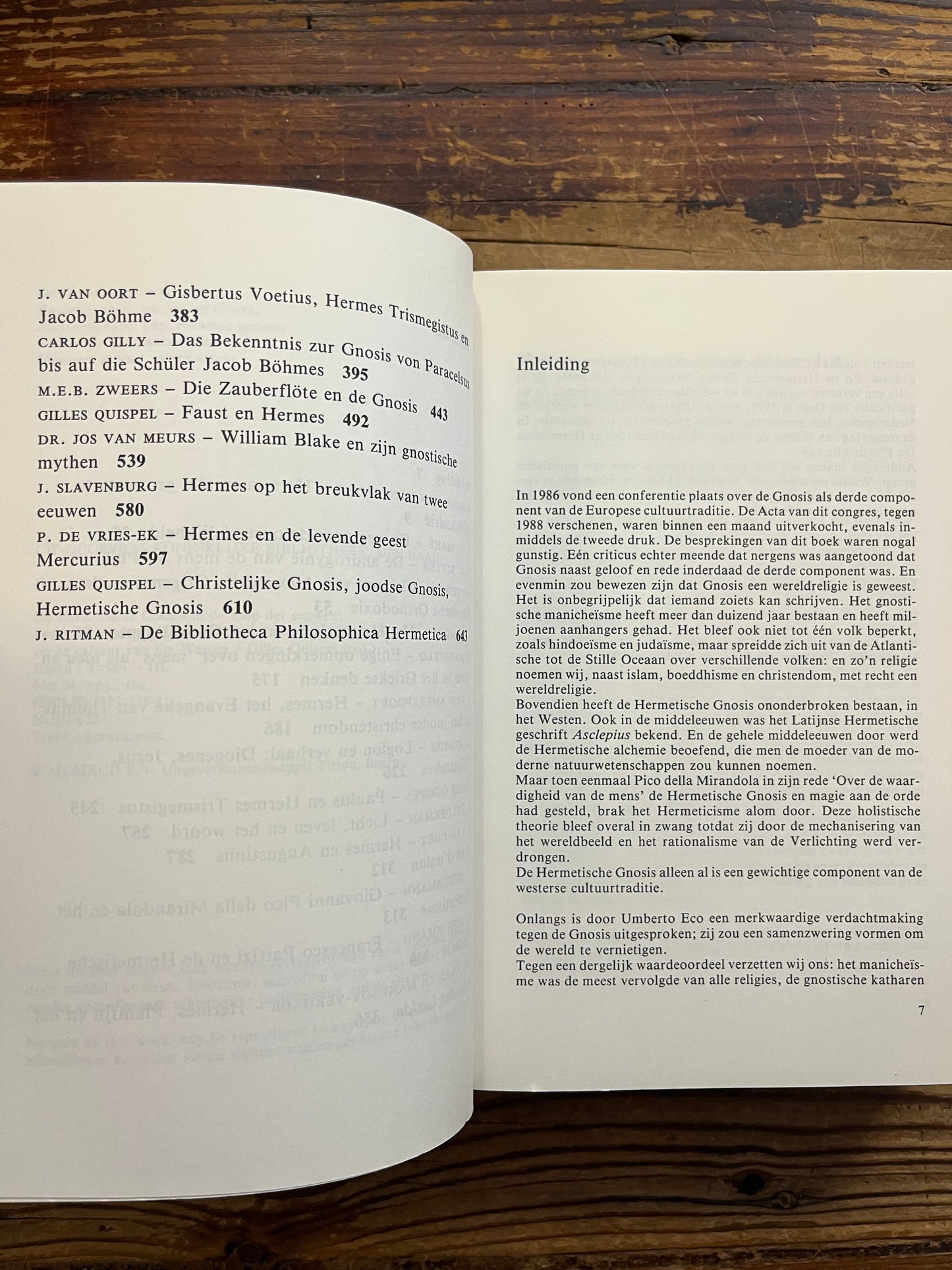 boek met de titel 'De Hermetische Gnosis in de loop der eeuwen' redactie door Prof. Dr. C. Quispel 