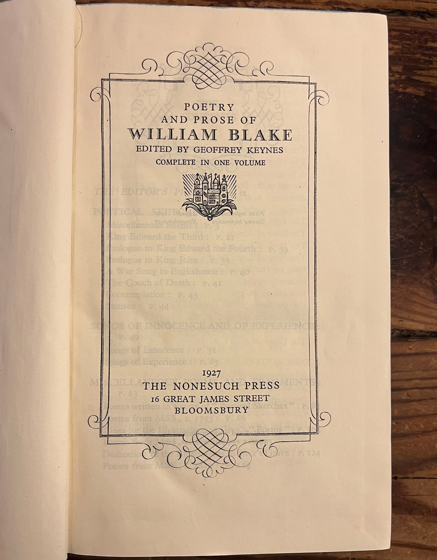 Poetry and prose of William Blake edited by Geoffrey Keynes