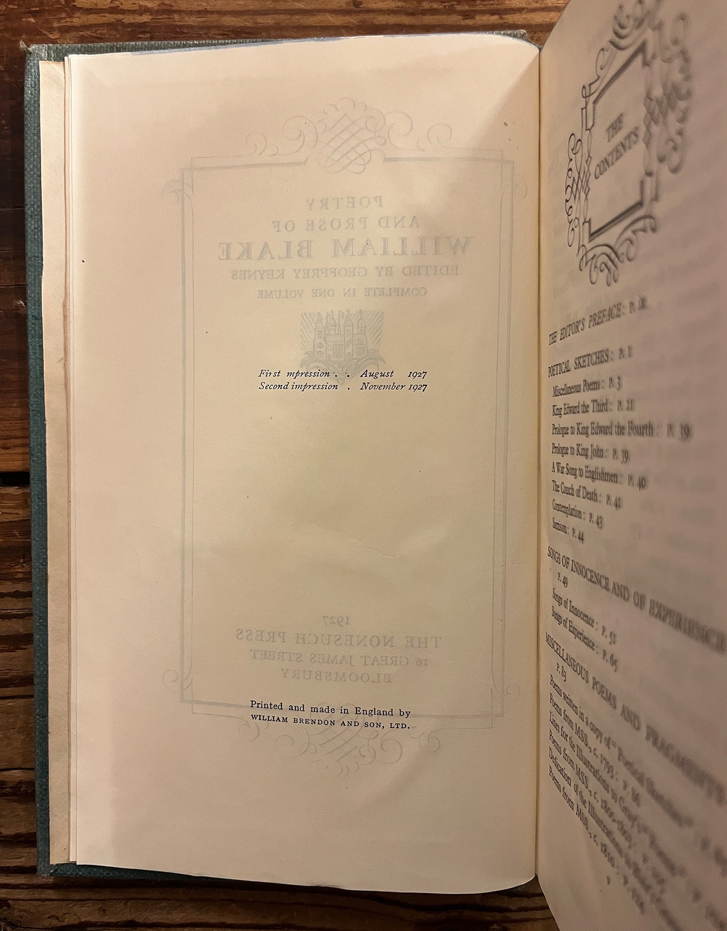 Poetry and prose of William Blake edited by Geoffrey Keynes