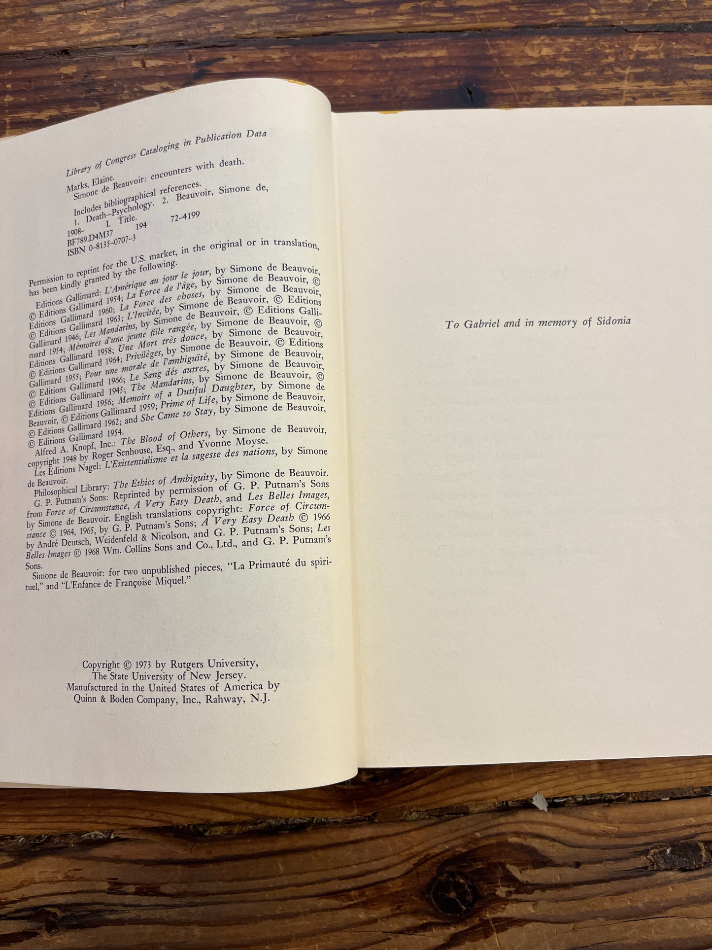 Encounters with Death, Simone de Beauvoir, Elaine Marks