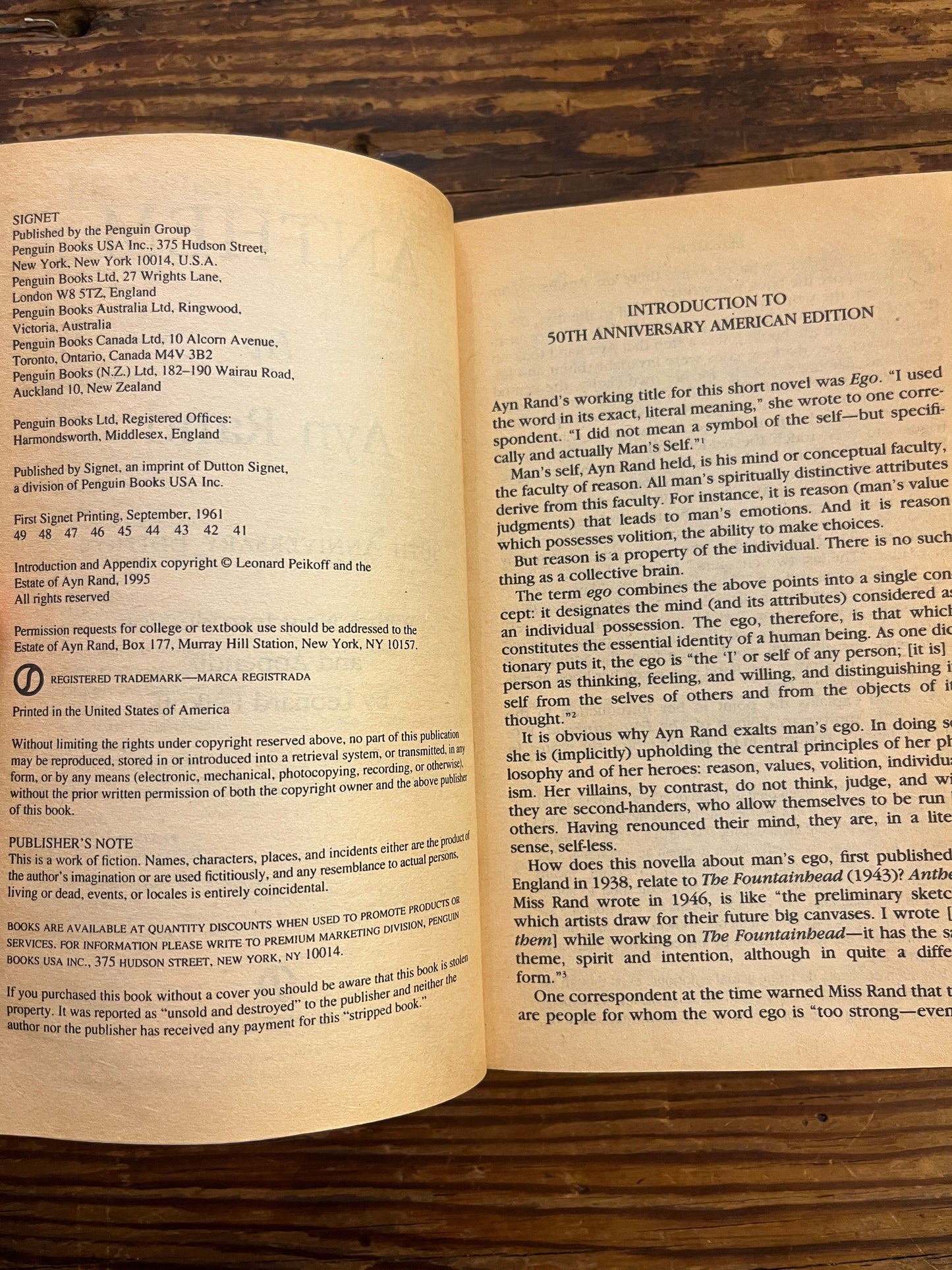Anthem, Expanded 50th anniversary Edition, Ayn Rand