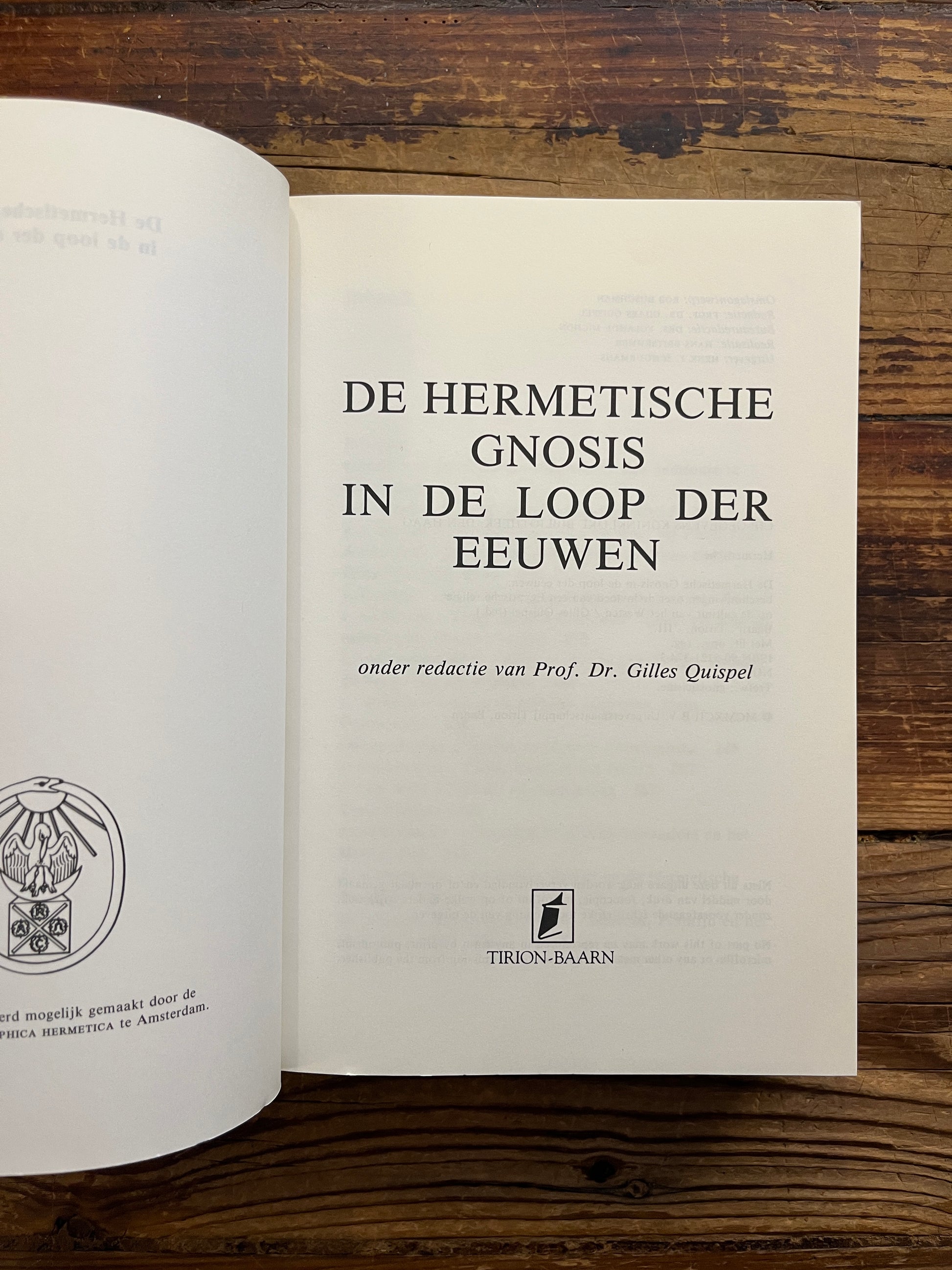 boek met de titel 'De Hermetische Gnosis in de loop der eeuwen' redactie door Prof. Dr. C. Quispel 