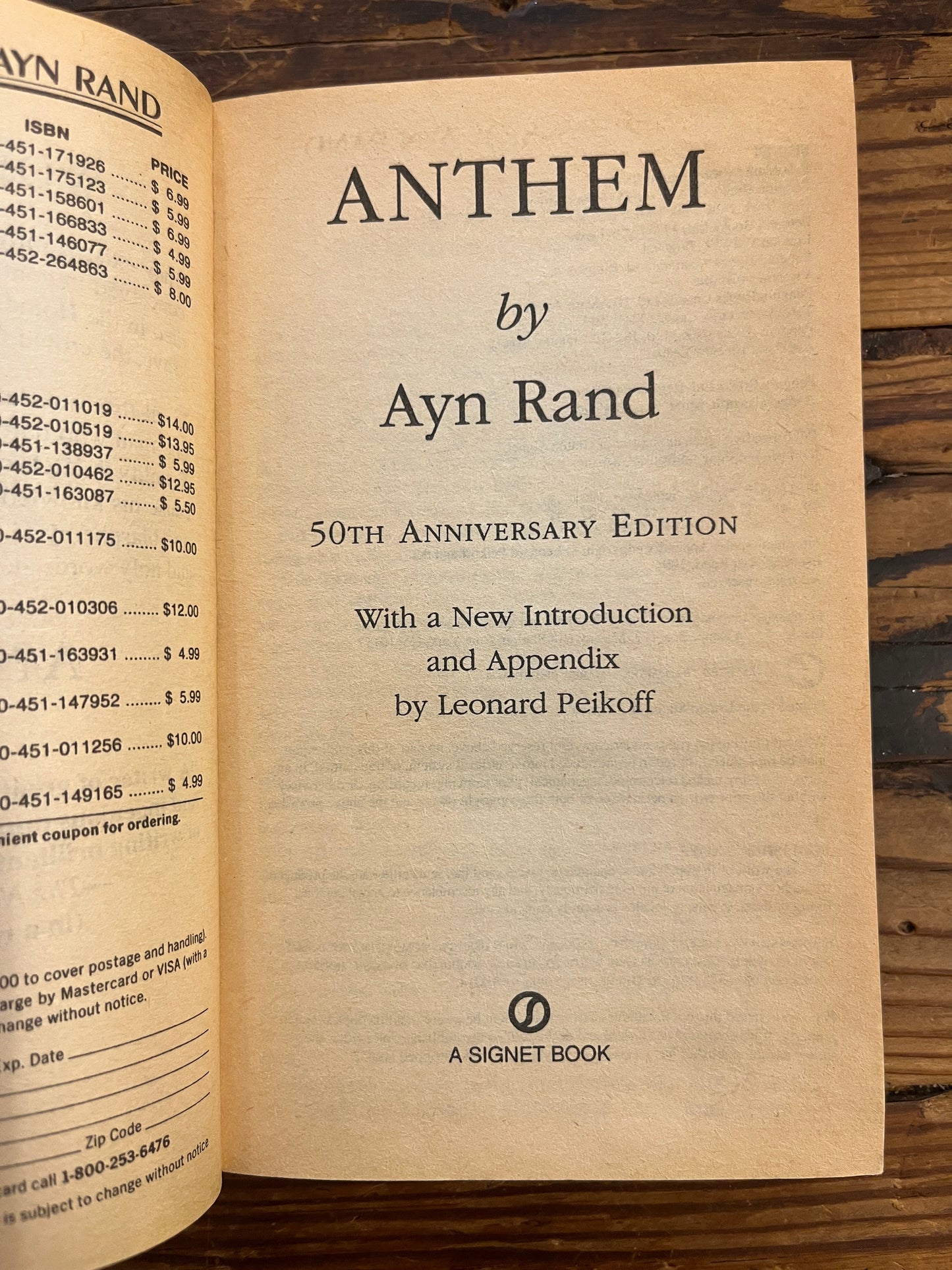 Anthem, Expanded 50th anniversary Edition, Ayn Rand