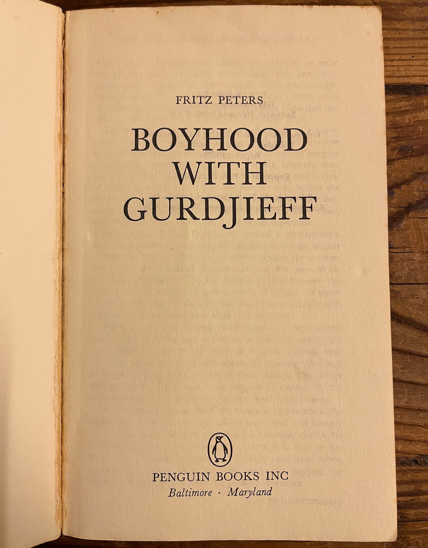 Boyhood with Gurdjieff, Fritz Peters
