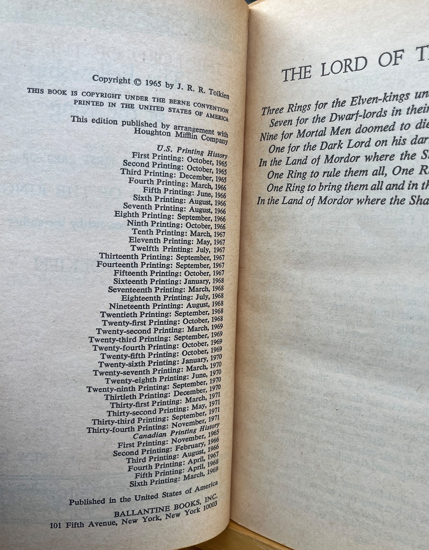 The Lord of the Rings, The Fellowship of the Ring, J.R.R. Tolkien, Authorized First Paperback Edition