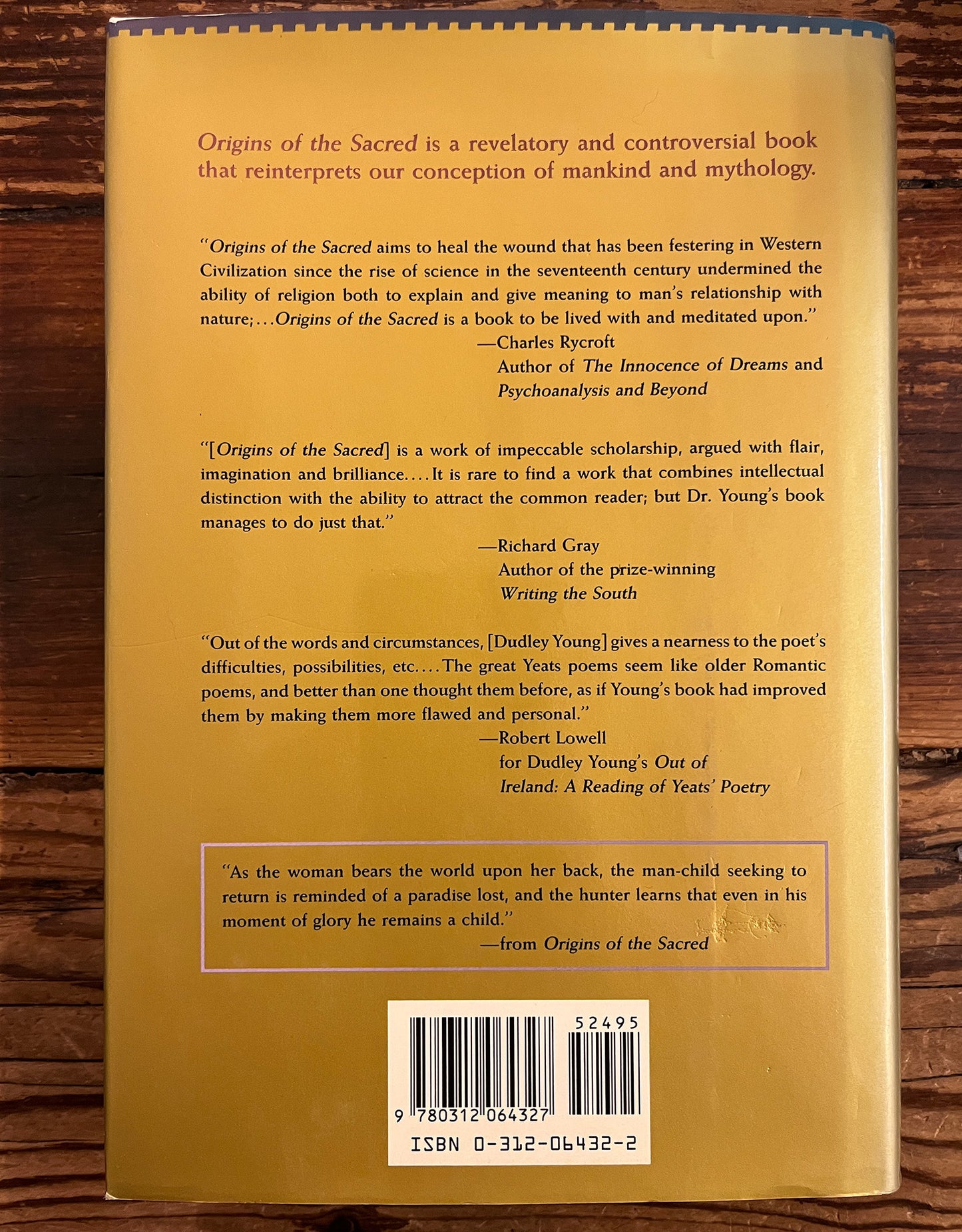 Origins of the sacred, the ecstasies of love and war, Dudley Young