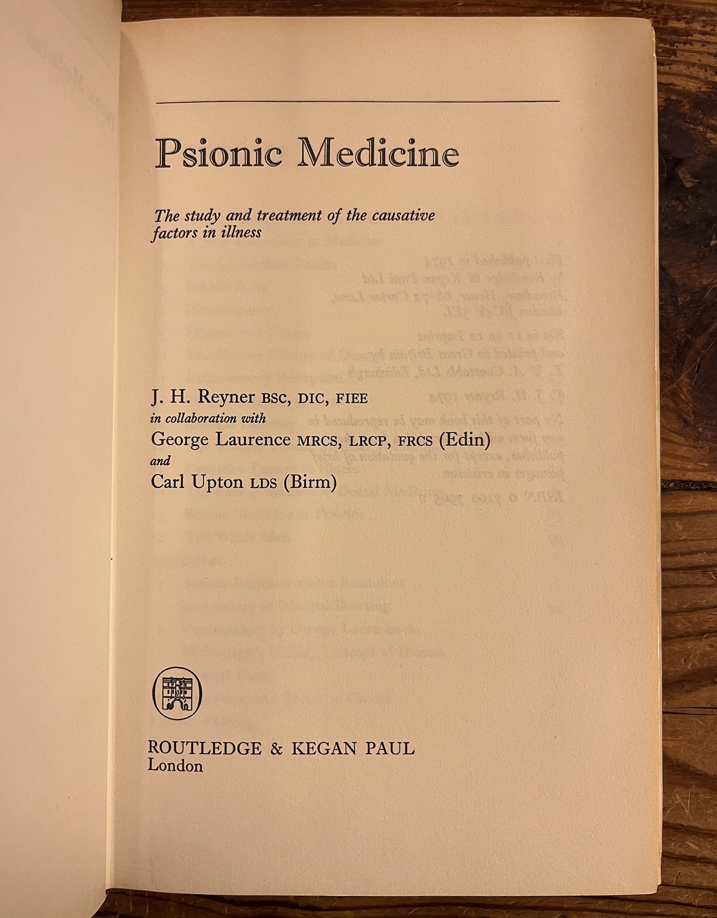 Psionic Medicine, J.H. Reyner, George Laurence and Carl Upton