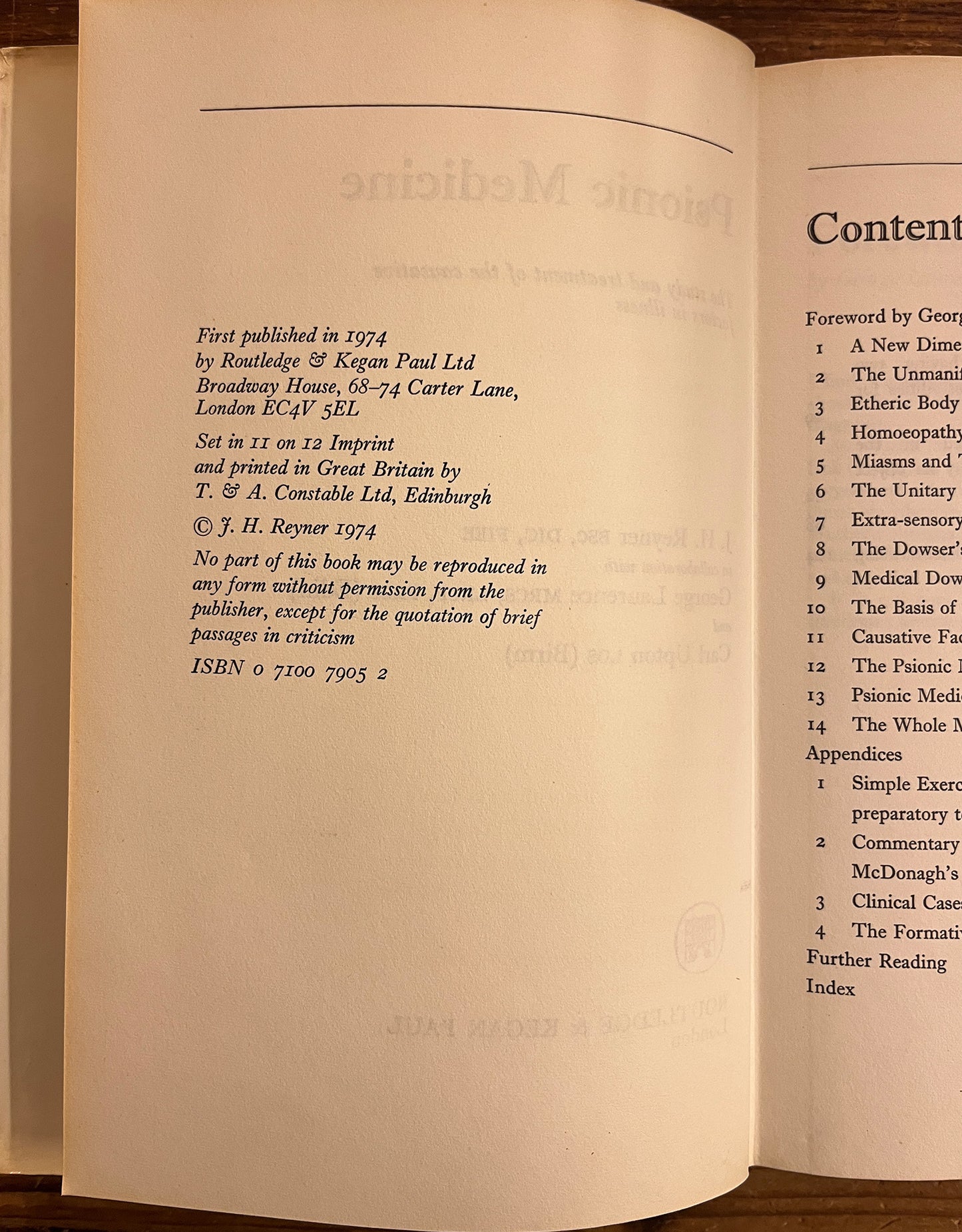Psionic Medicine, J.H. Reyner, George Laurence and Carl Upton