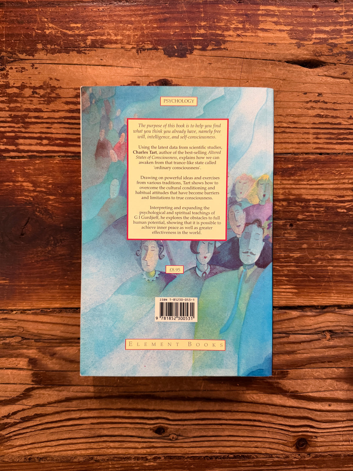 Back cover of book with the title 'Waking up' by Charles T. Tart